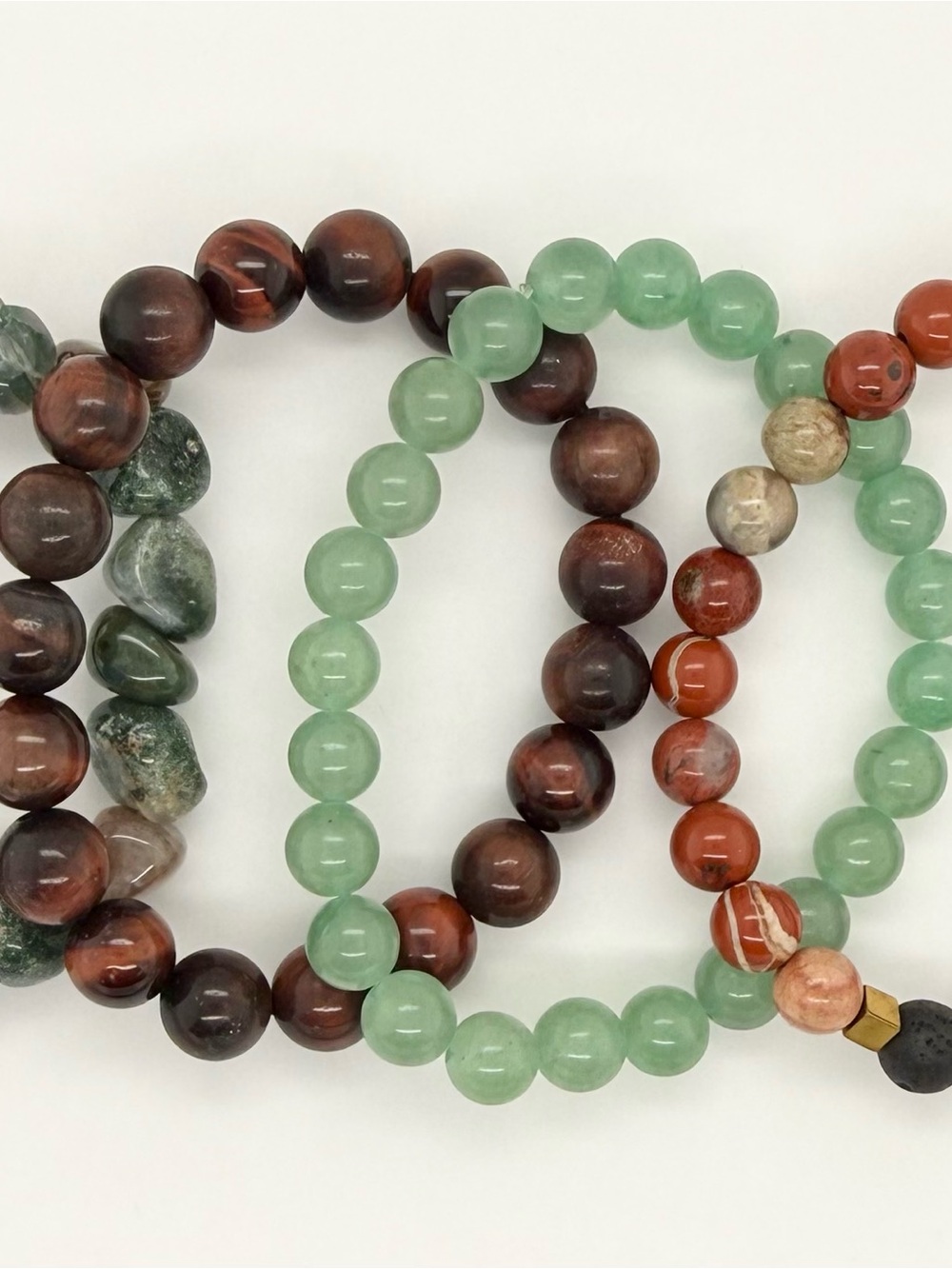 Genuine bead gemstone bracelet lot Green Aventurine Tiger Eye Red Jasper Agate